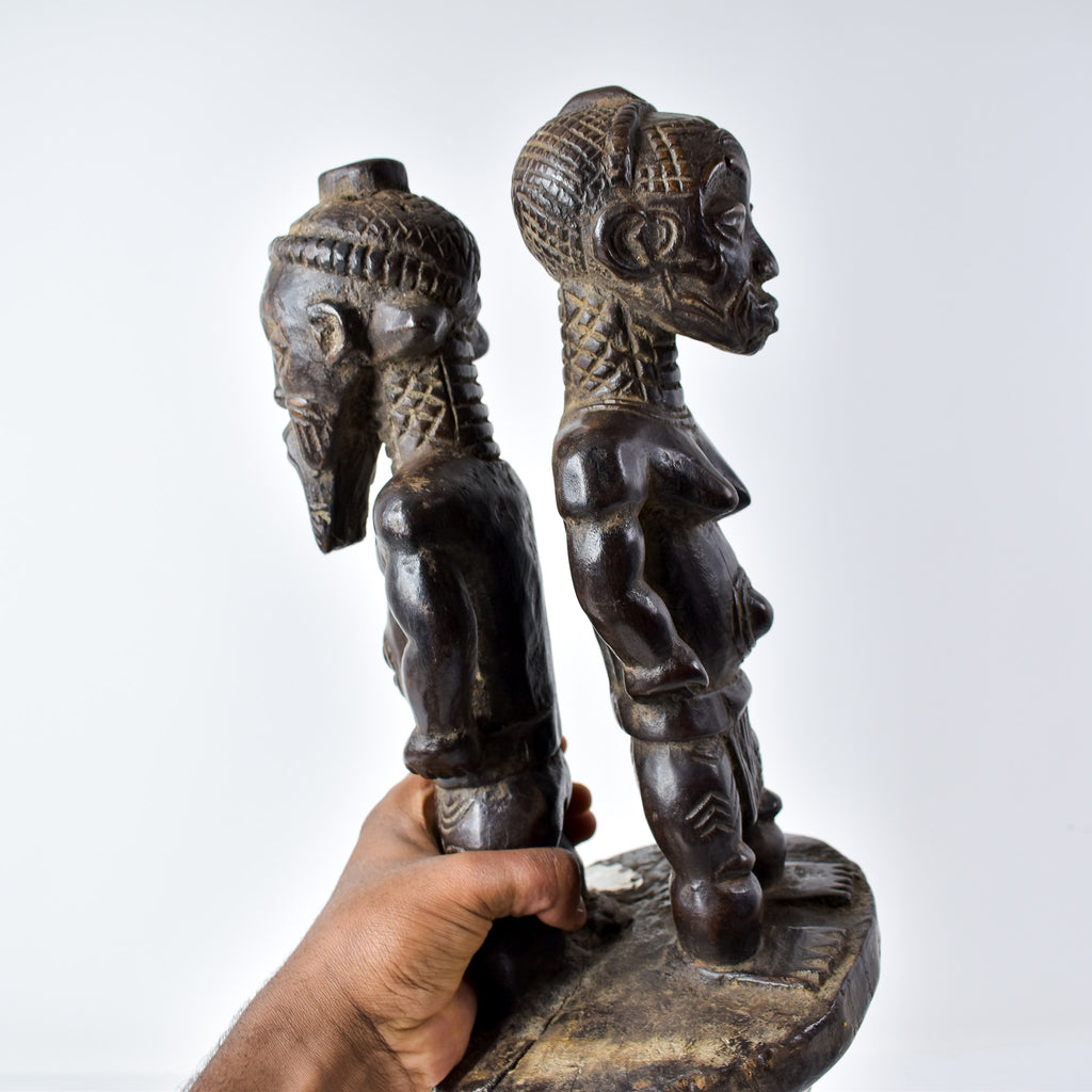 Bene Lulua Divination Double Figure on Custom Base Congo