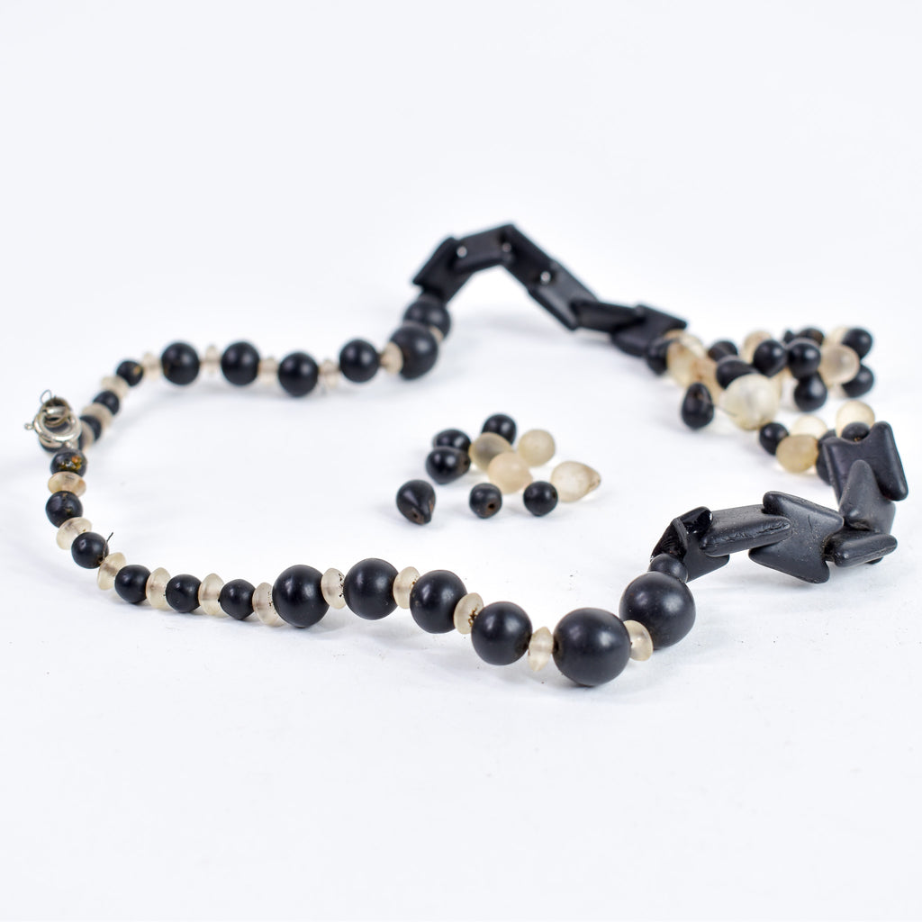 Old Bohemian Black and Clear Trade Beads Henry Collection