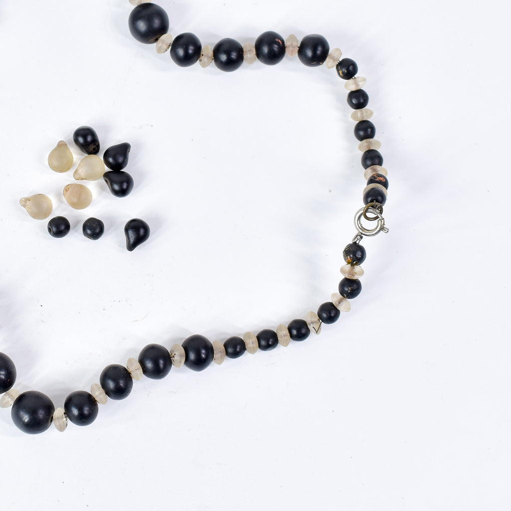 Old Bohemian Black and Clear Trade Beads Henry Collection