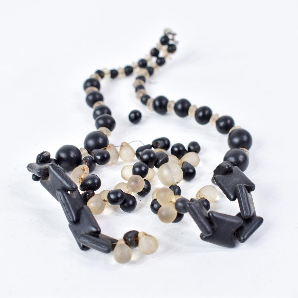 Old Bohemian Black and Clear Trade Beads Henry Collection