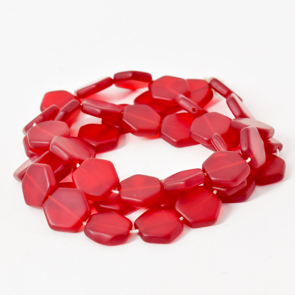 Hexagon Red Trade Beads Czech