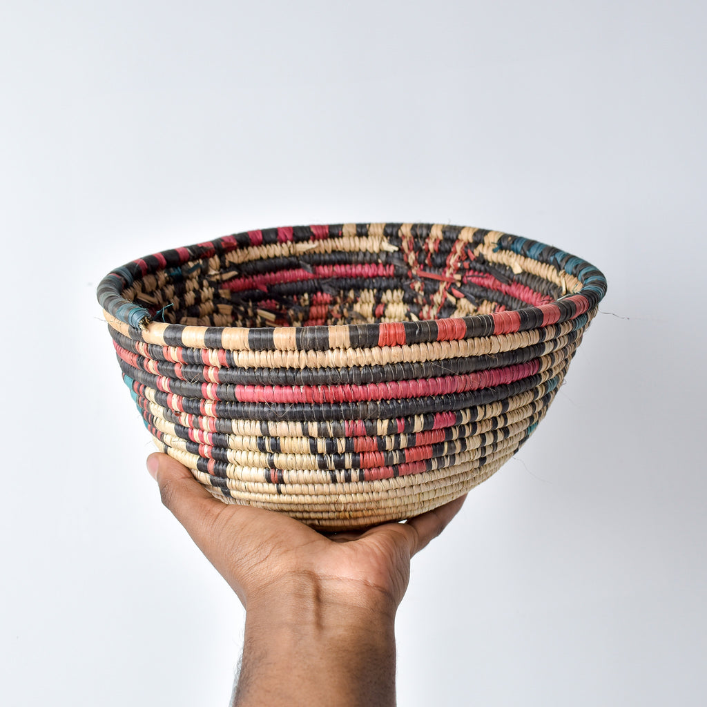 Hausa Grass Basket Bowl Nigeria 9 Inch