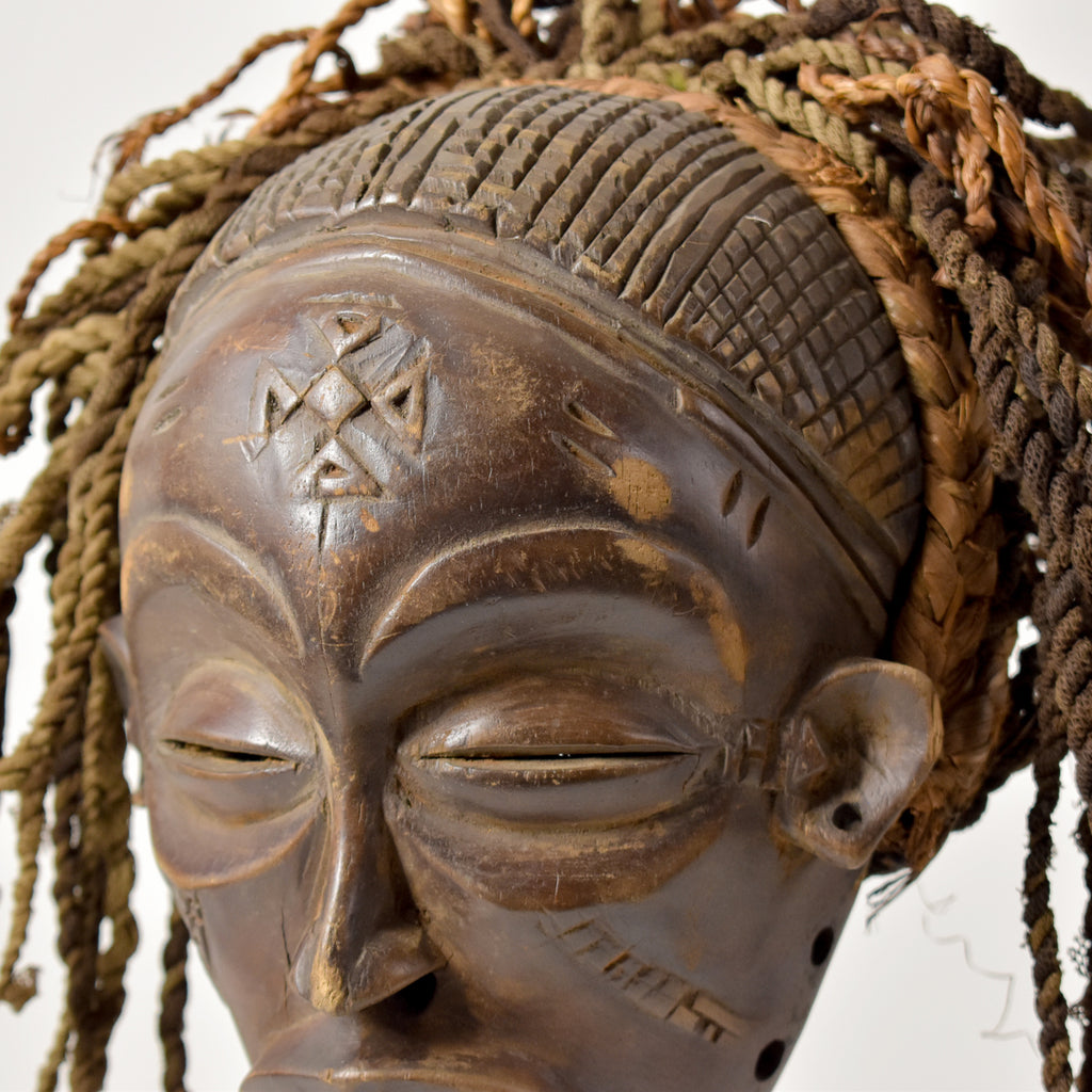 Chokwe Mwana Pwo Mask with Headdress Congo