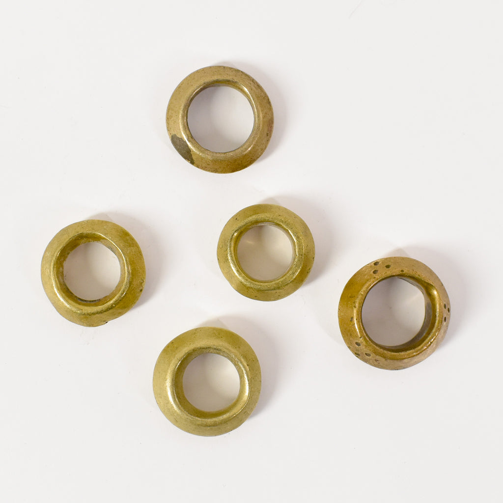 5 Brass Ring Beads Ethiopia