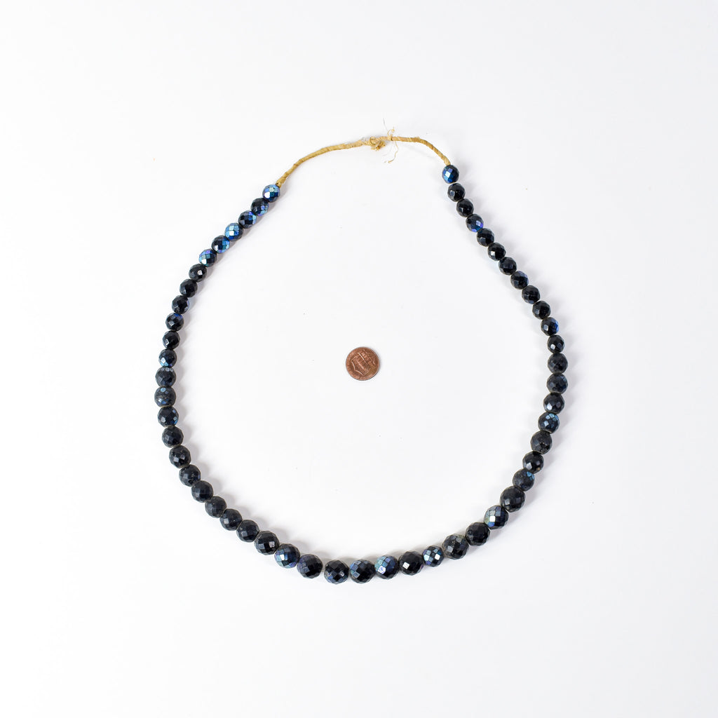 Iridescent Faceted Graduated Bohemian Black Trade Beads