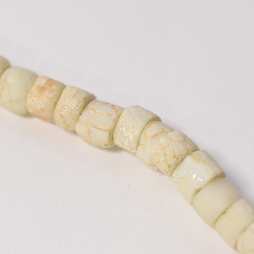 White Goomba Porcelain Flat Edge Trade Beads