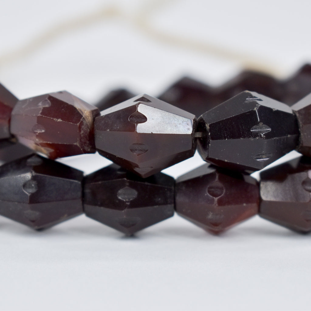 Carnelian Red Agate Faceted Bicone Trade Beads
