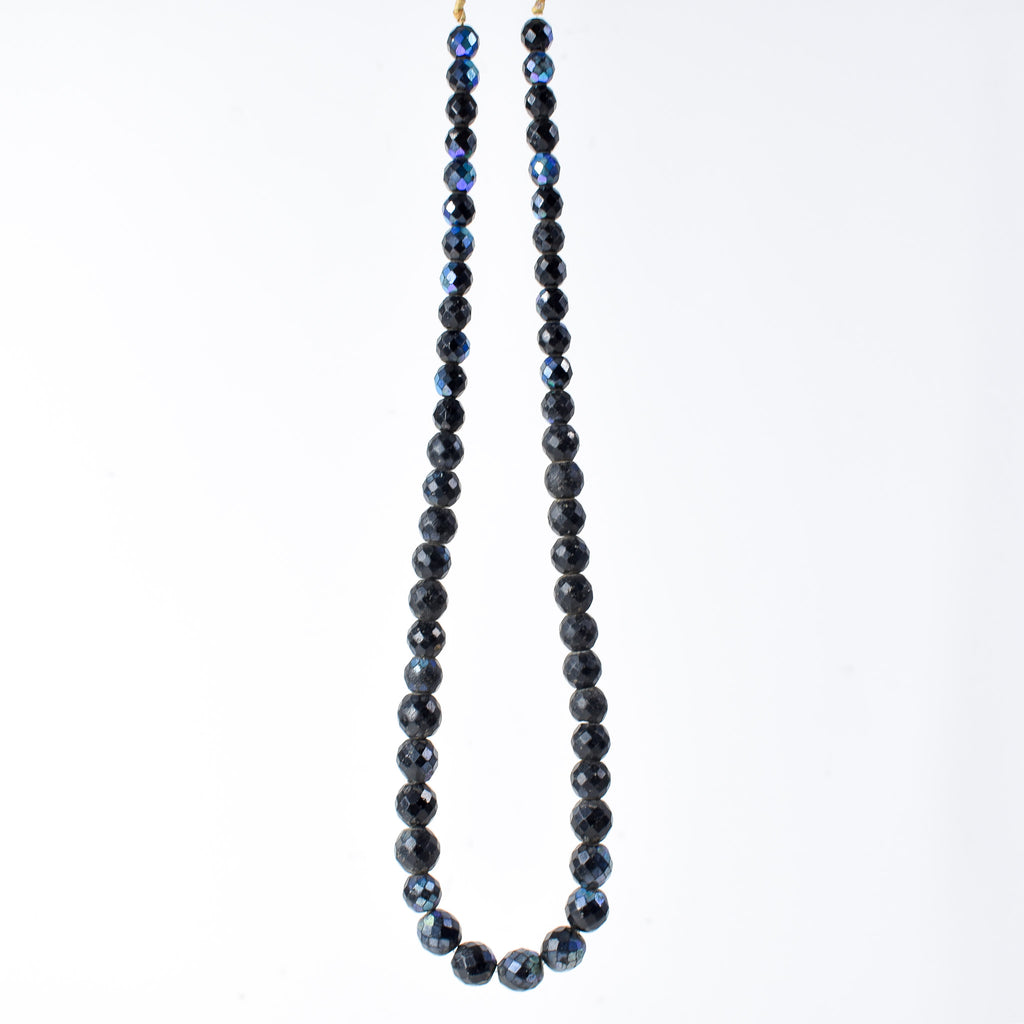 Iridescent Faceted Graduated Bohemian Black Trade Beads
