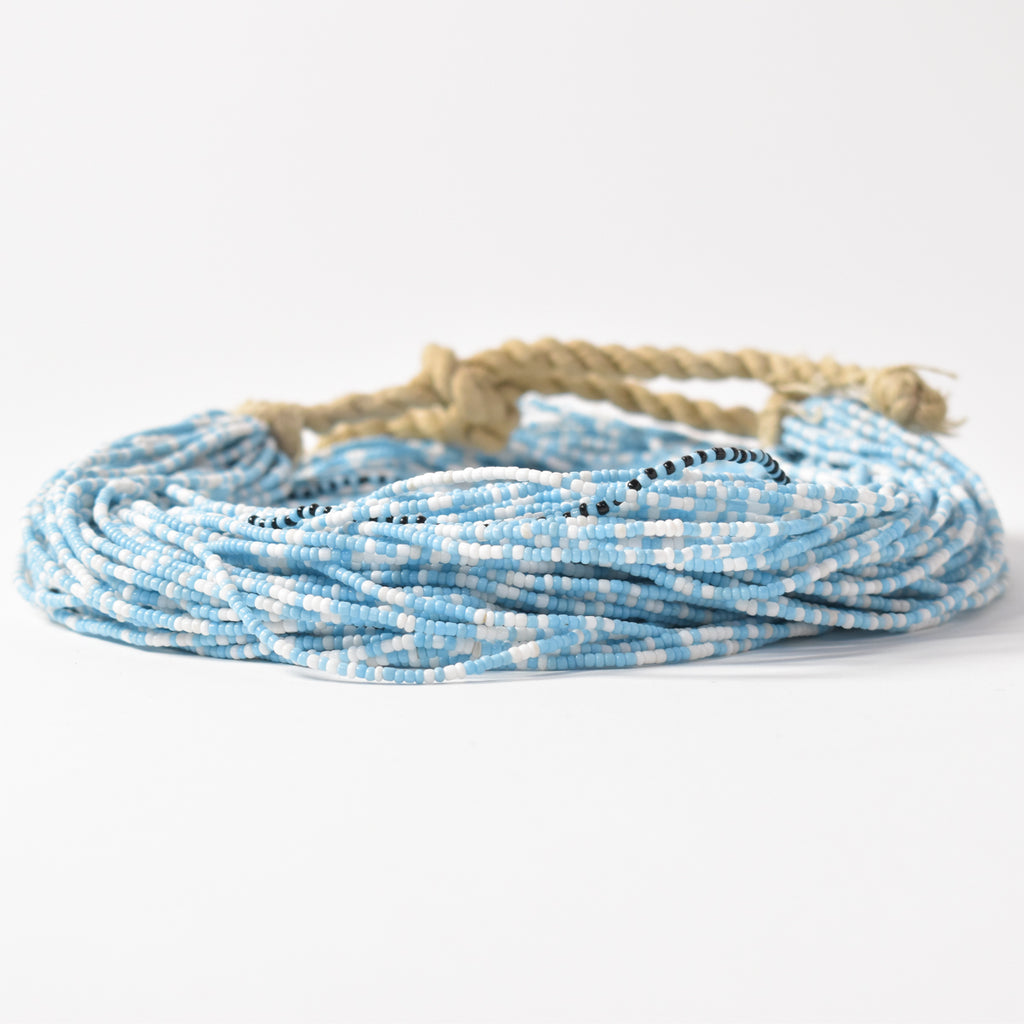 Blue and White Baule Tamba Seed Bead Necklace