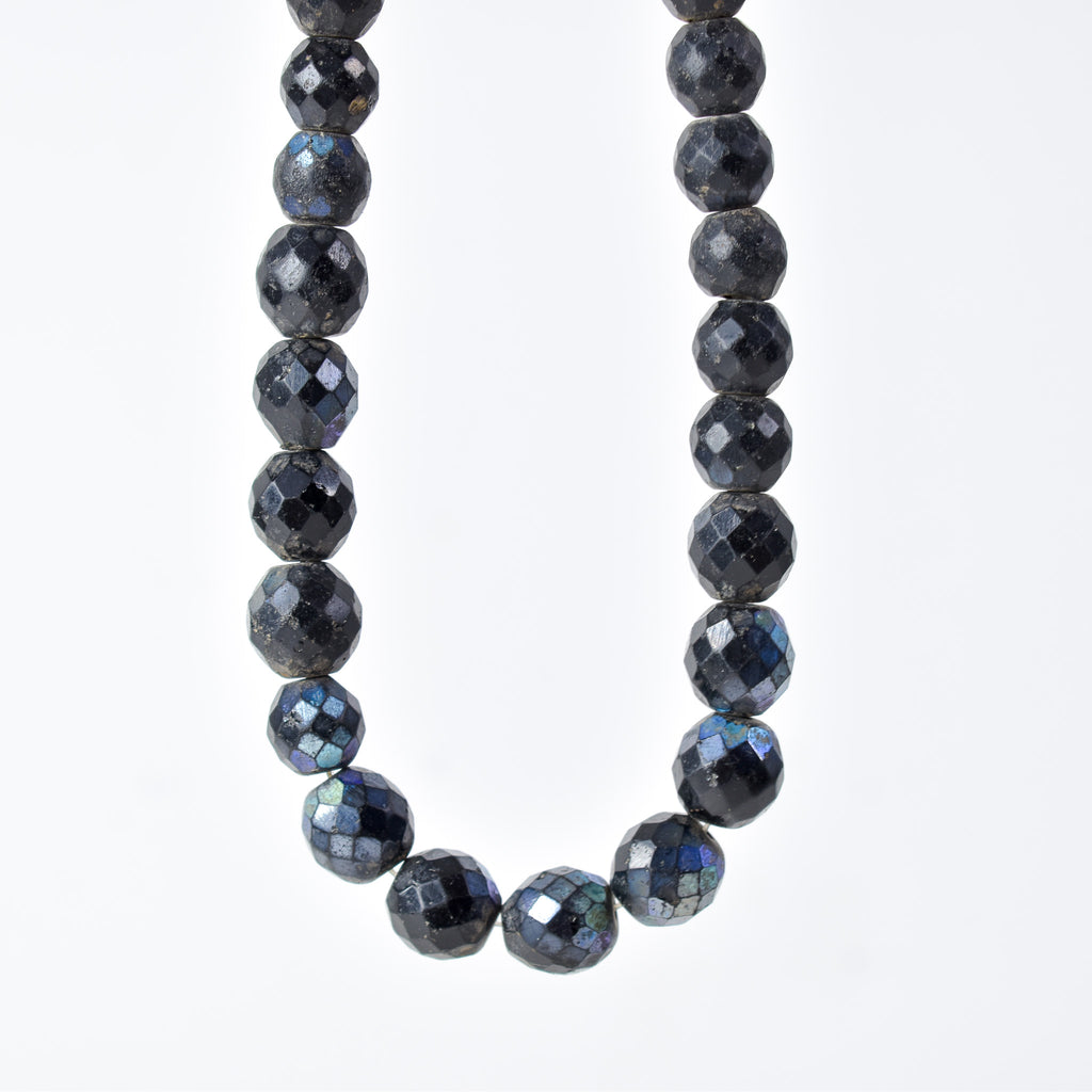 Iridescent Faceted Graduated Bohemian Black Trade Beads