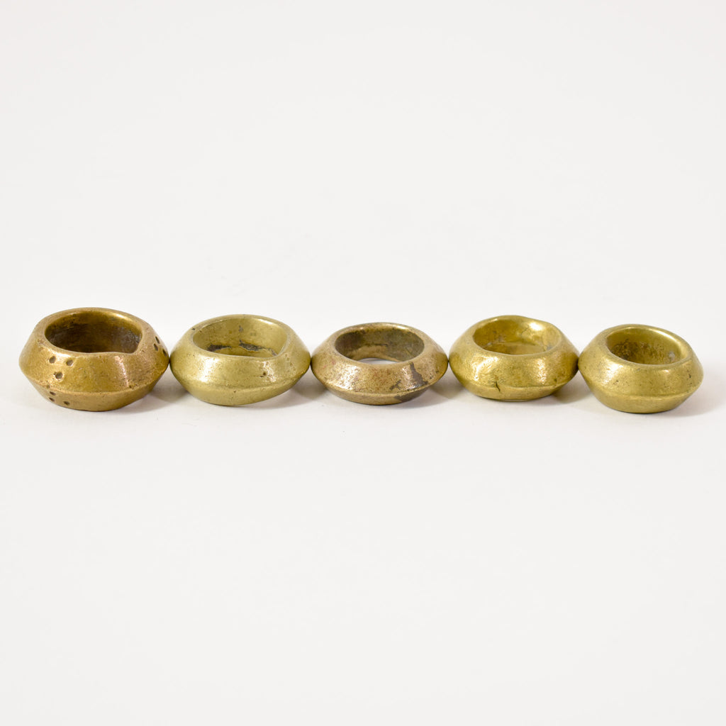 5 Brass Ring Beads Ethiopia