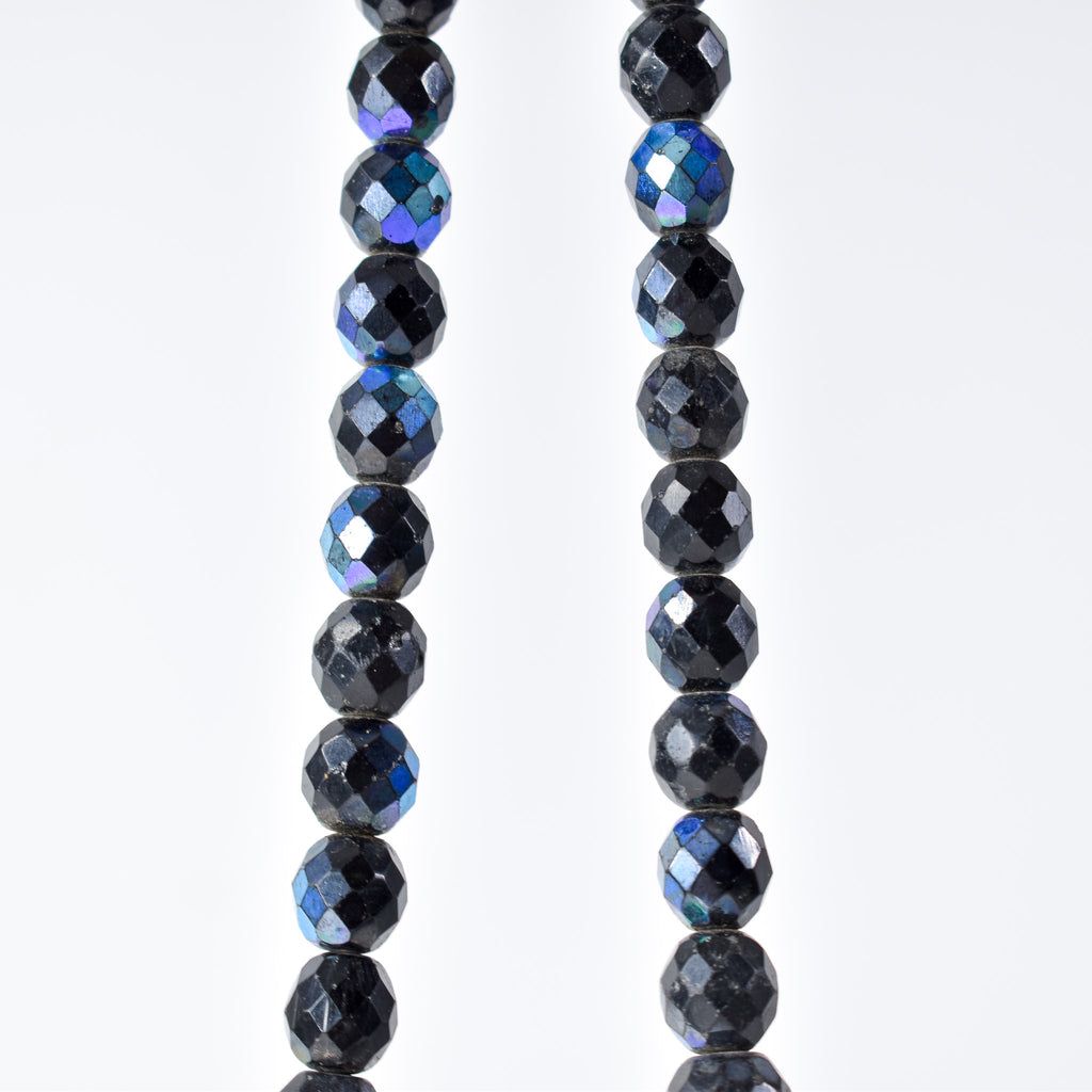 Iridescent Faceted Graduated Bohemian Black Trade Beads
