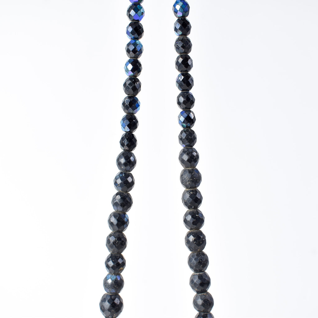 Iridescent Faceted Graduated Bohemian Black Trade Beads