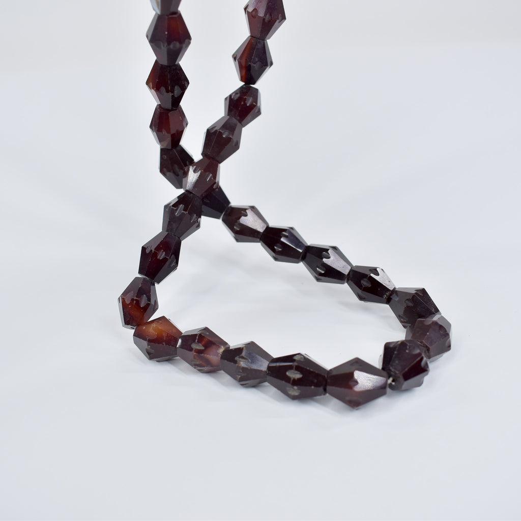 Carnelian Red Agate Faceted Bicone Trade Beads