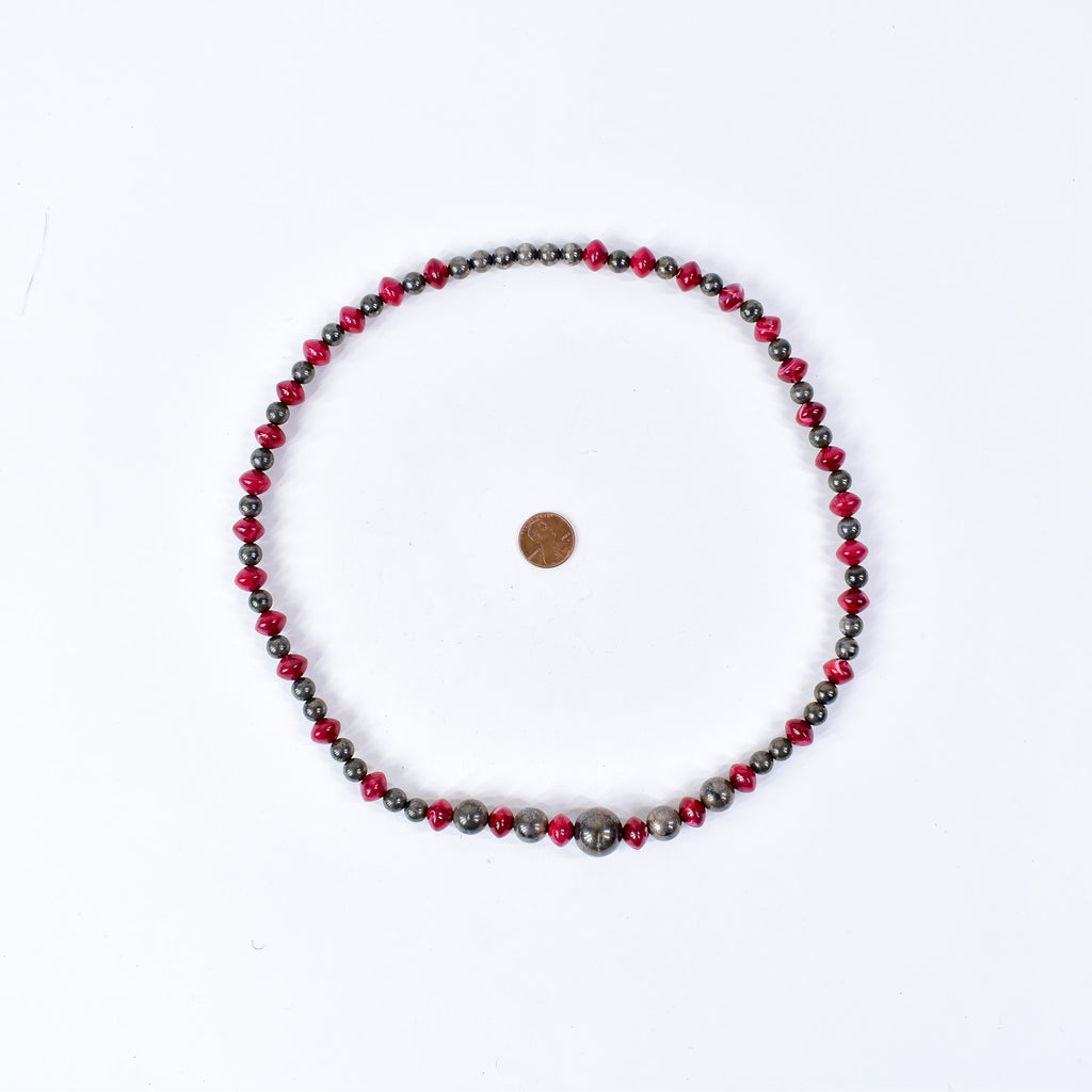 Bohemian Red Resin and Metal Trade Beads Henry Collection