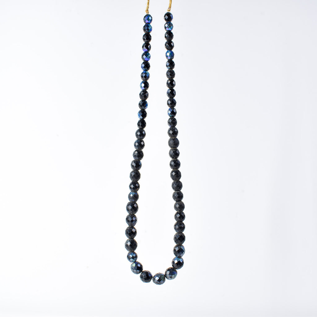 Iridescent Faceted Graduated Bohemian Black Trade Beads