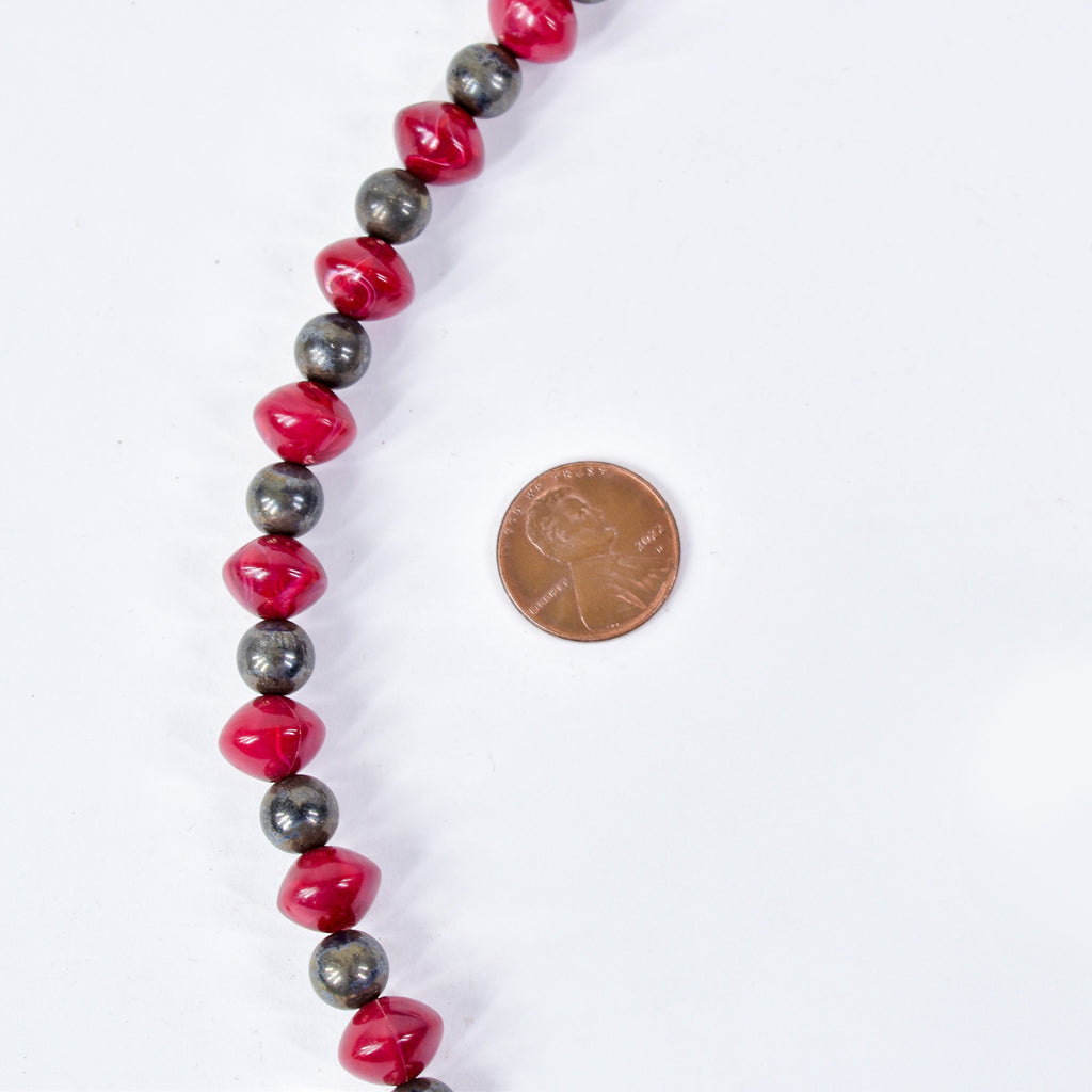 Bohemian Red Resin and Metal Trade Beads Henry Collection
