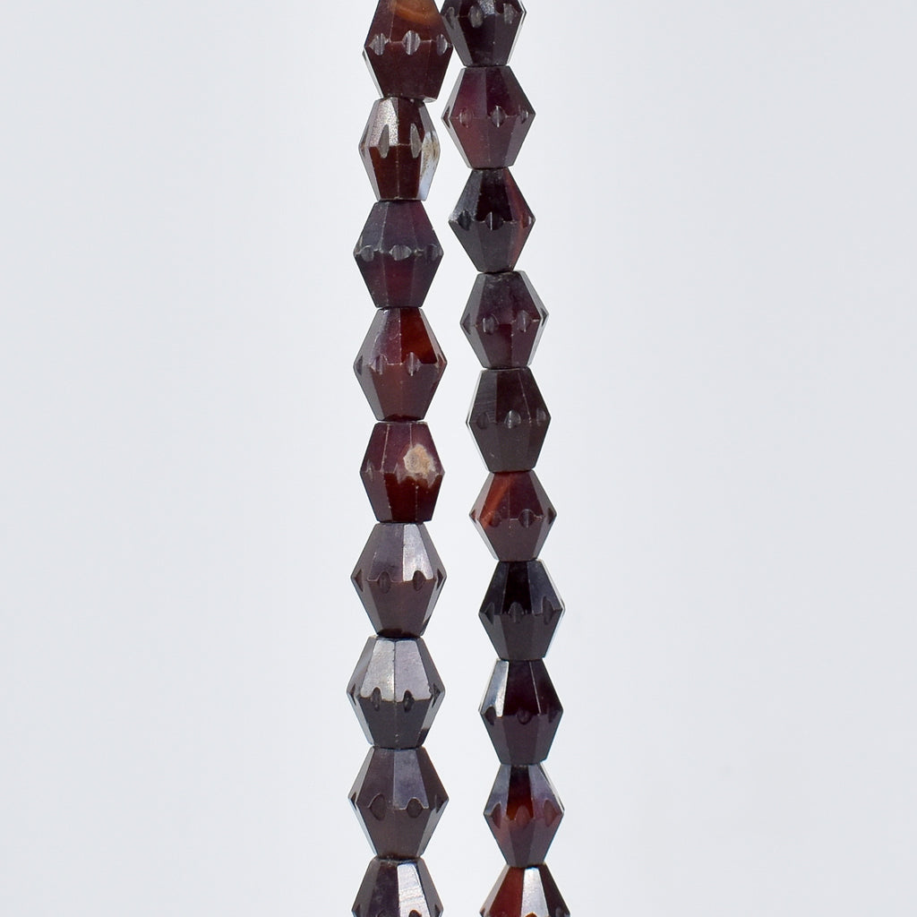 Carnelian Red Agate Faceted Bicone Trade Beads