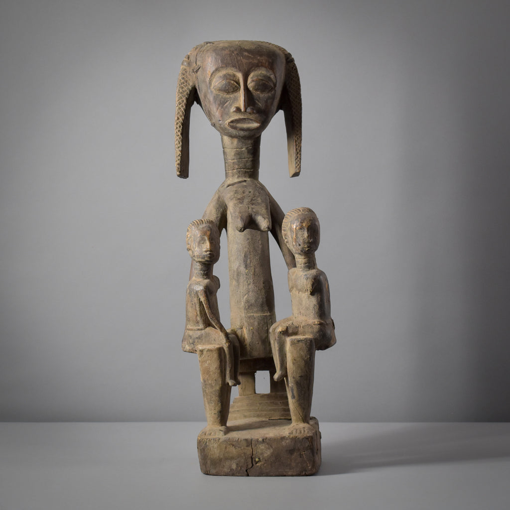 Baule Seated Female Figure With Children Côte d'Ivoire