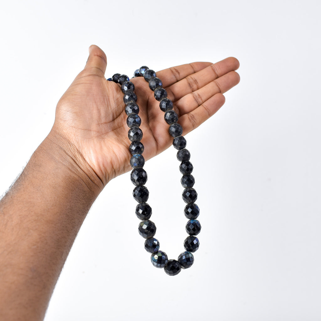 Iridescent Faceted Graduated Bohemian Black Trade Beads