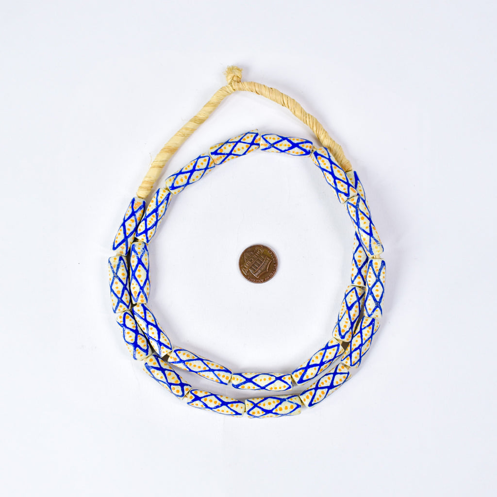 Krobo "Recycled" Powder Glass Patterned Trade Beads 30 Inch