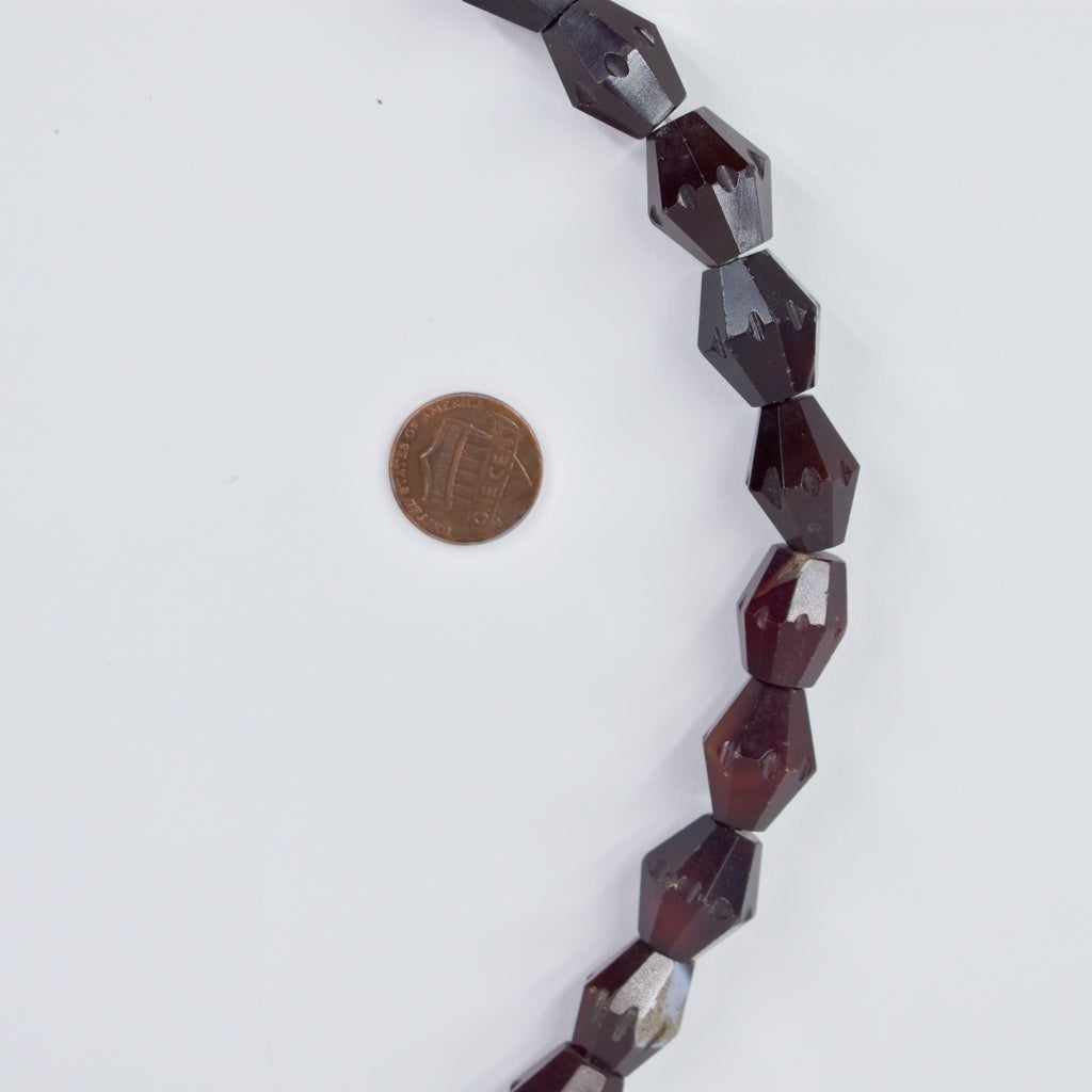 Carnelian Red Agate Faceted Bicone Trade Beads