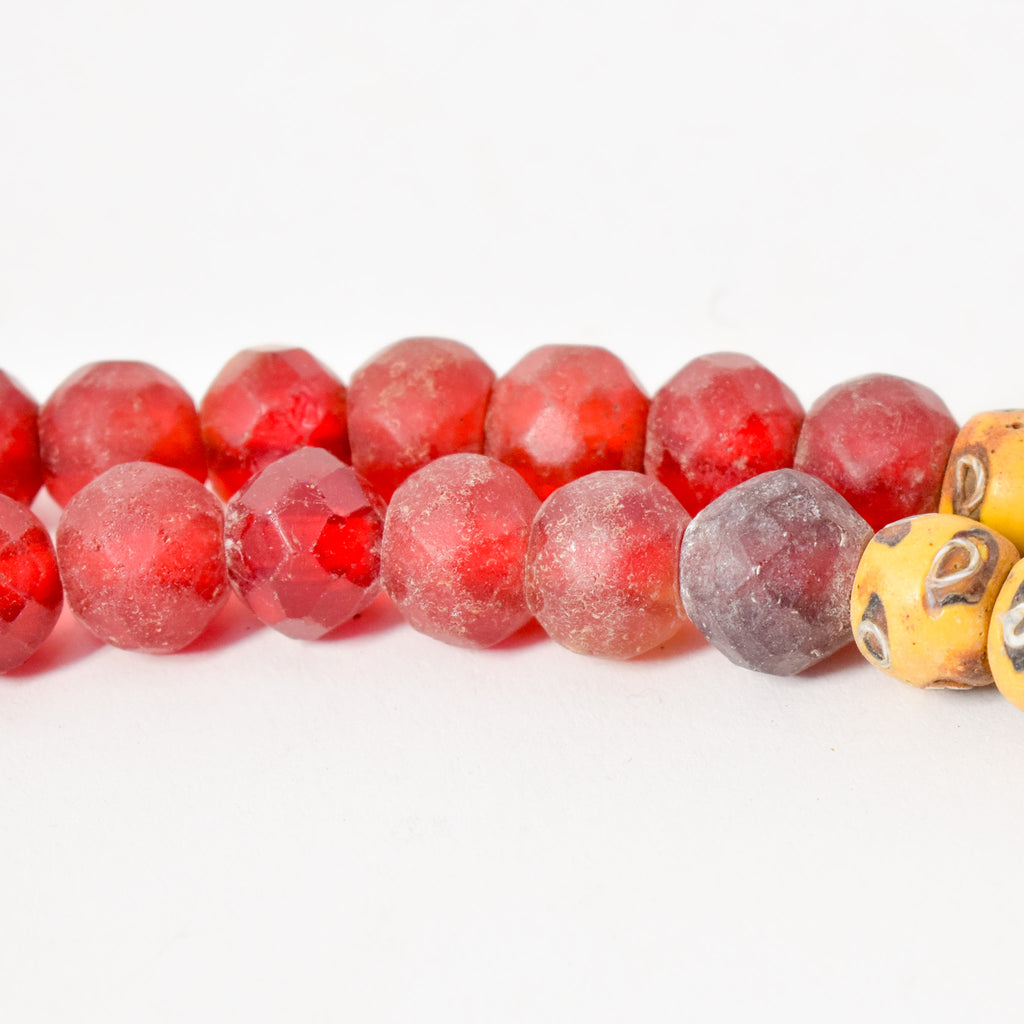 Rare Venetian Mixed Red and Yellow Trade Beads 32 Inch