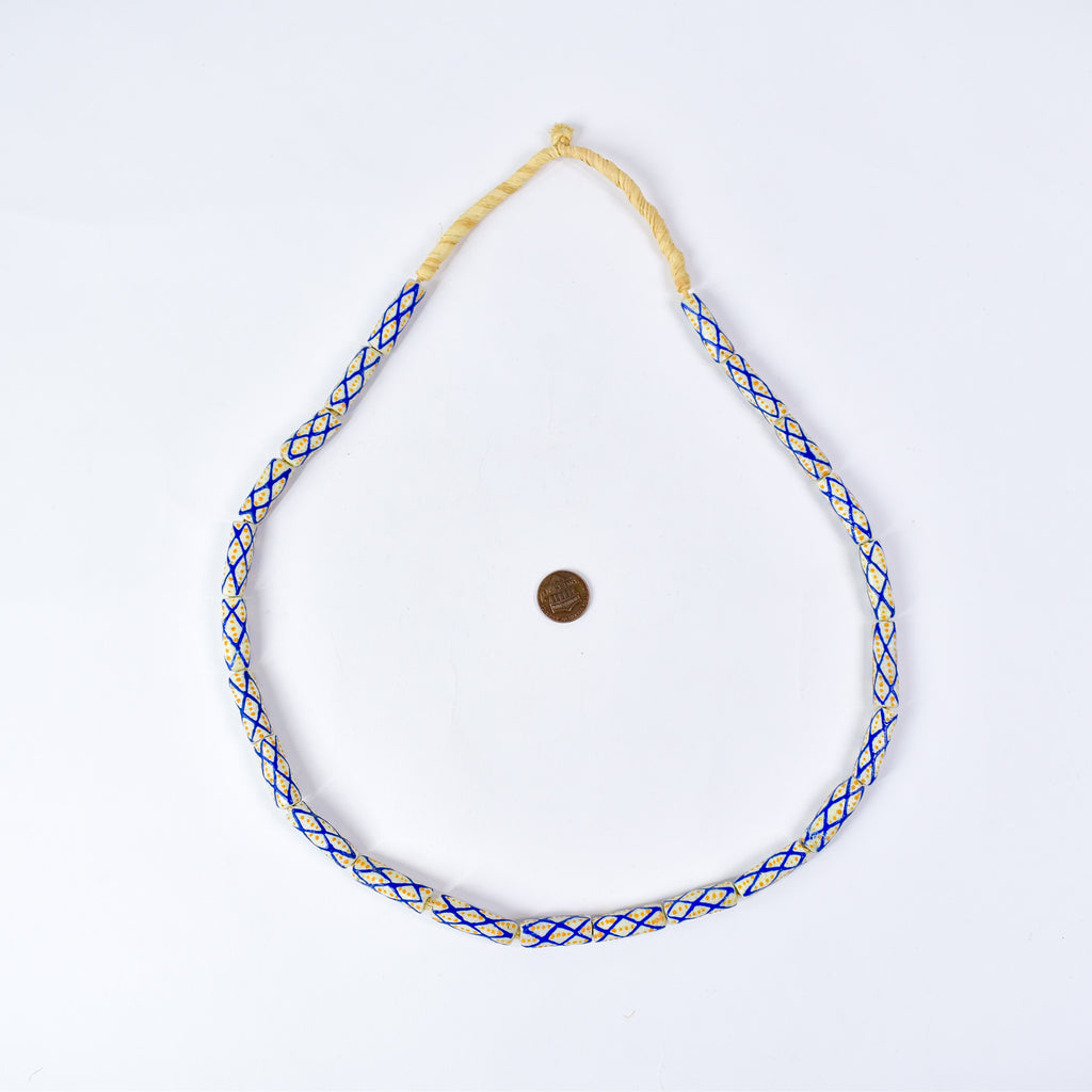 Krobo "Recycled" Powder Glass Patterned Trade Beads 30 Inch