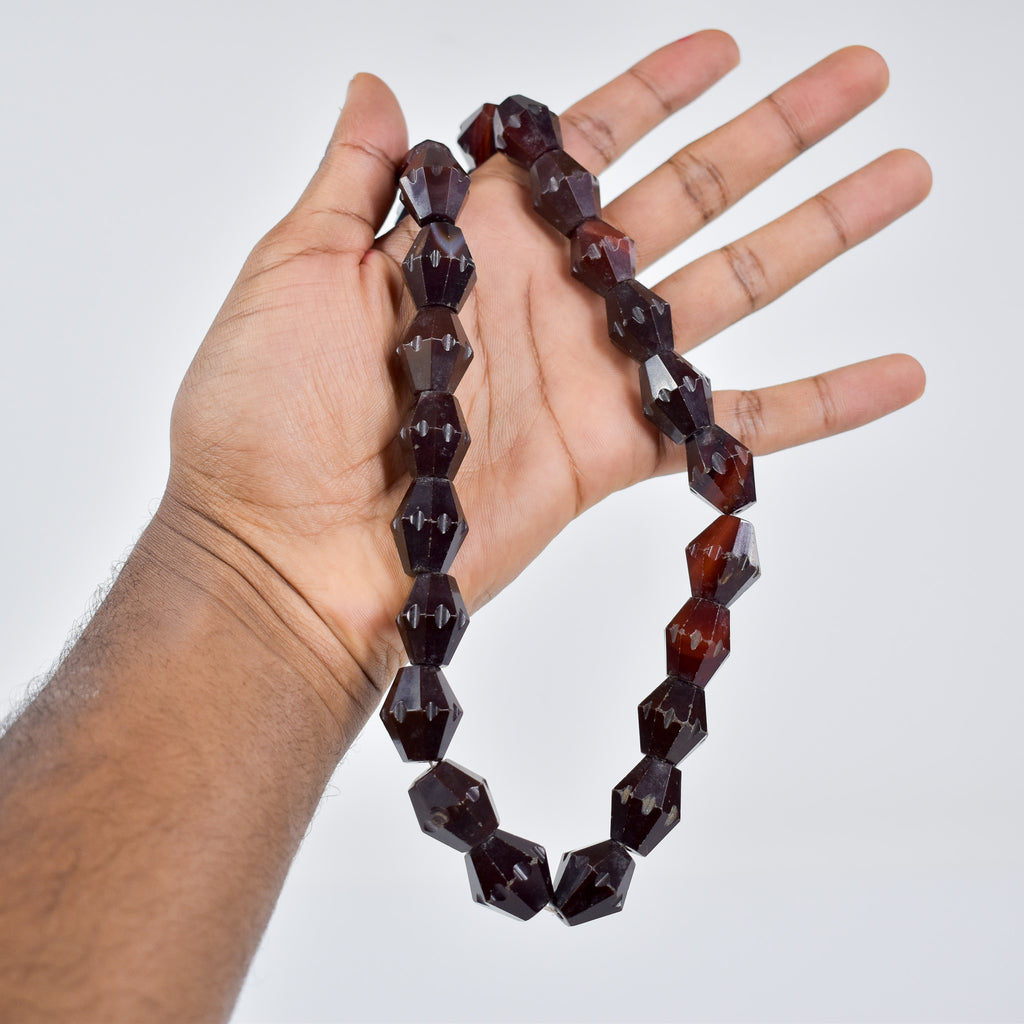 Carnelian Red Agate Faceted Bicone Trade Beads