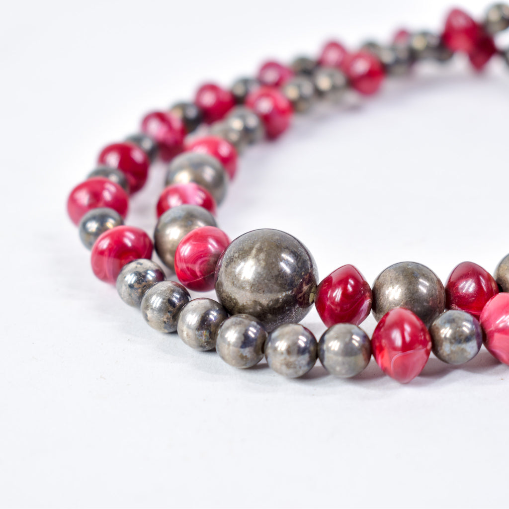 Bohemian Red Resin and Metal Trade Beads Henry Collection