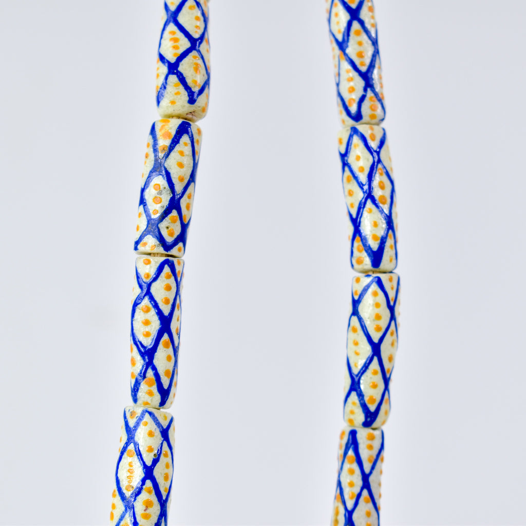 Krobo "Recycled" Powder Glass Patterned Trade Beads 30 Inch