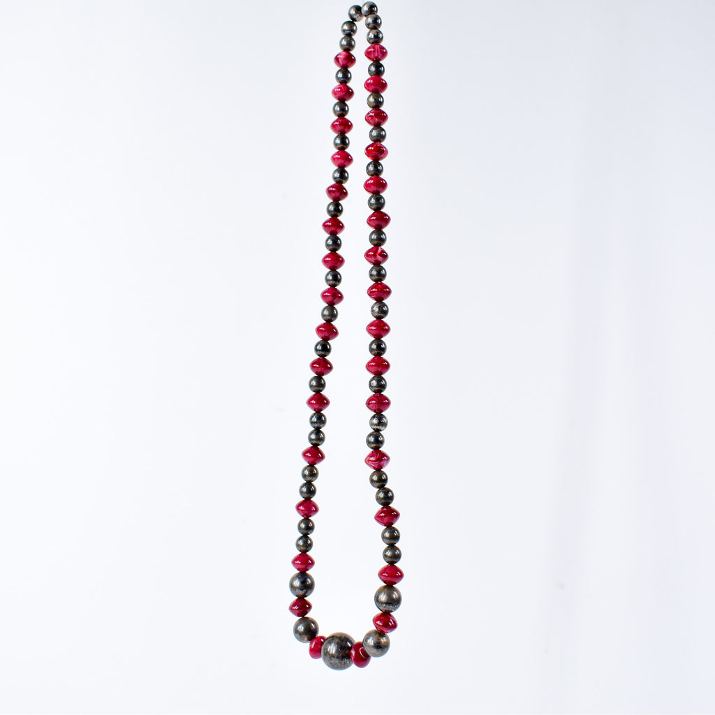 Bohemian Red Resin and Metal Trade Beads Henry Collection