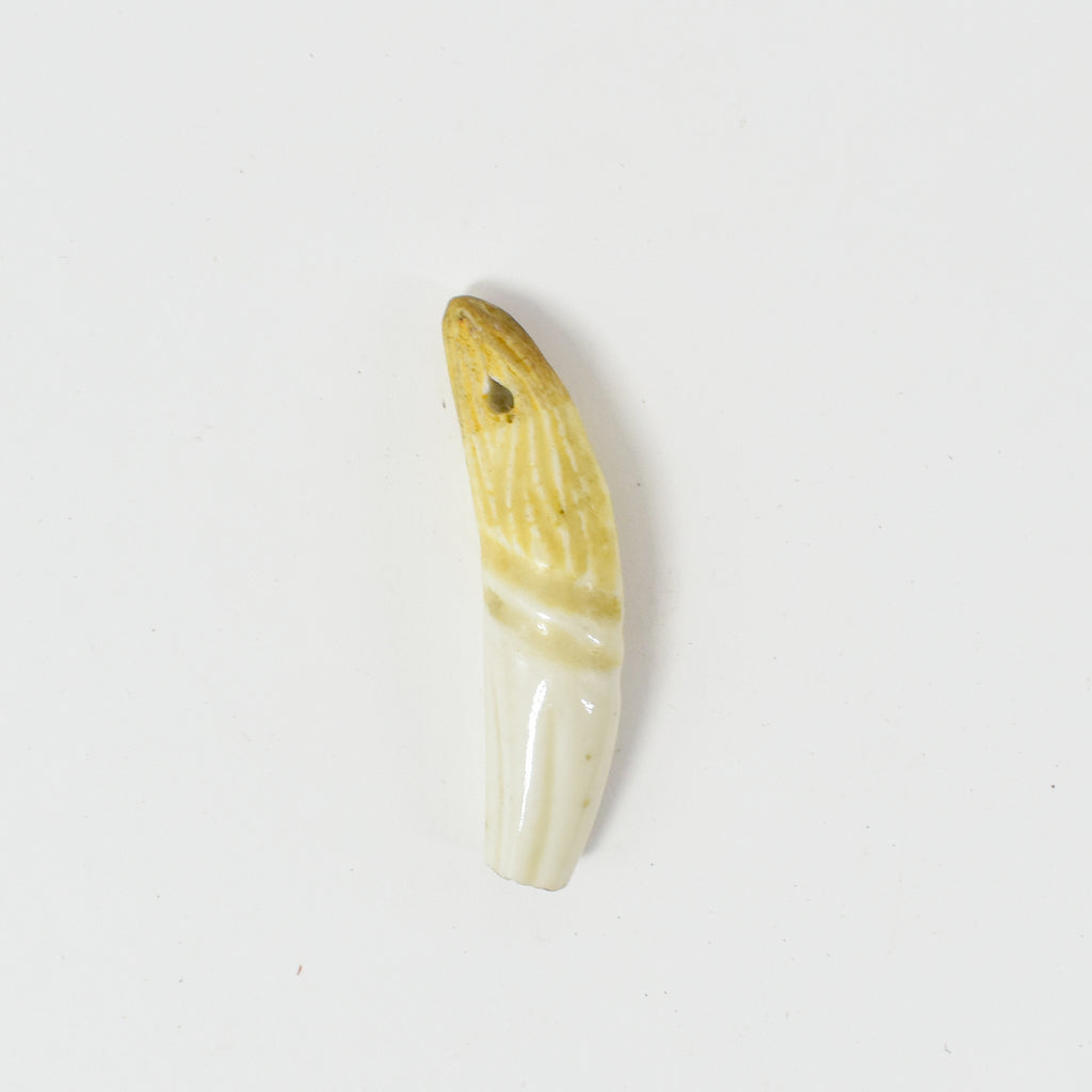 French Faux Lions Tooth Glass Pendant