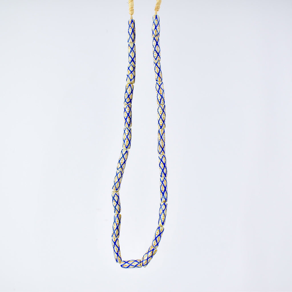 Krobo "Recycled" Powder Glass Patterned Trade Beads 30 Inch