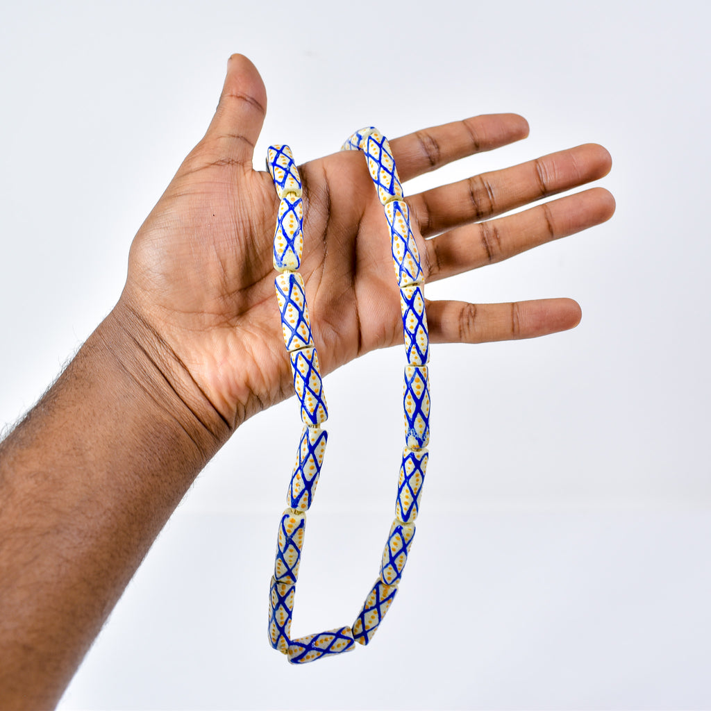 Krobo "Recycled" Powder Glass Patterned Trade Beads 30 Inch