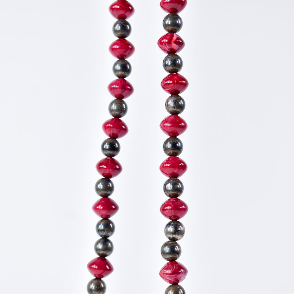 Bohemian Red Resin and Metal Trade Beads Henry Collection