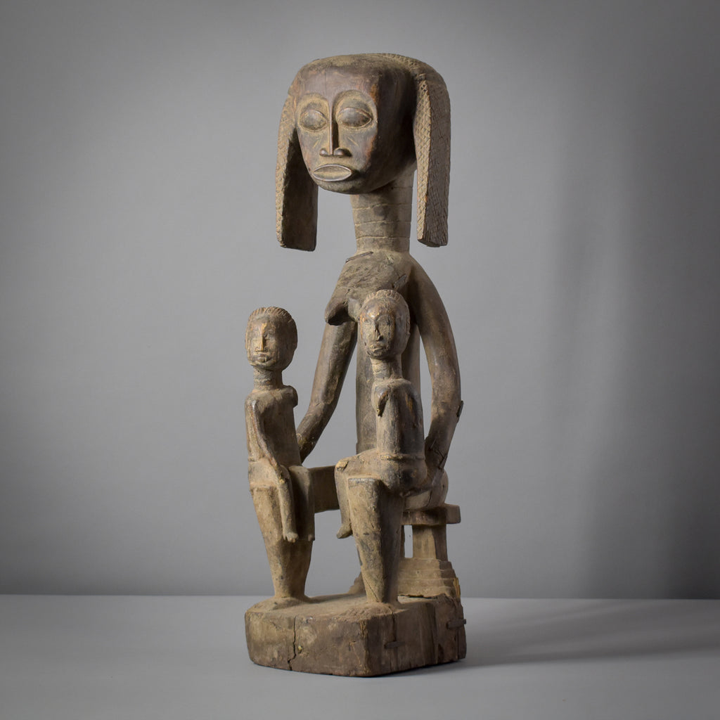 Baule Seated Female Figure With Children Côte d'Ivoire