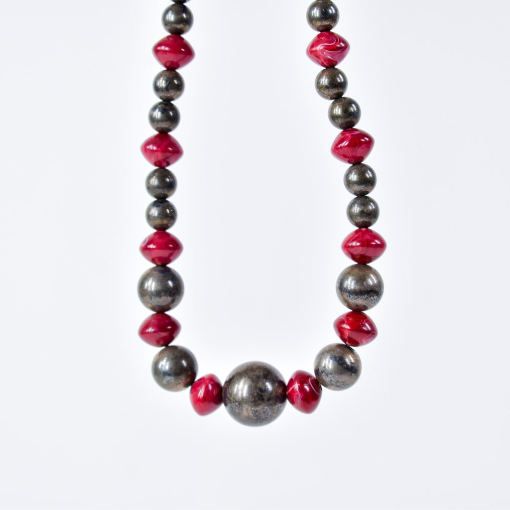 Bohemian Red Resin and Metal Trade Beads Henry Collection