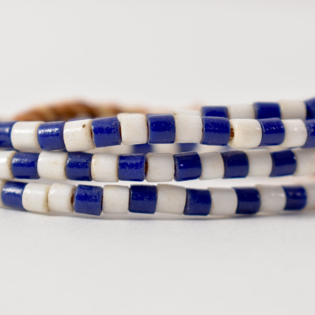 Navy and White Tile Trade Beads