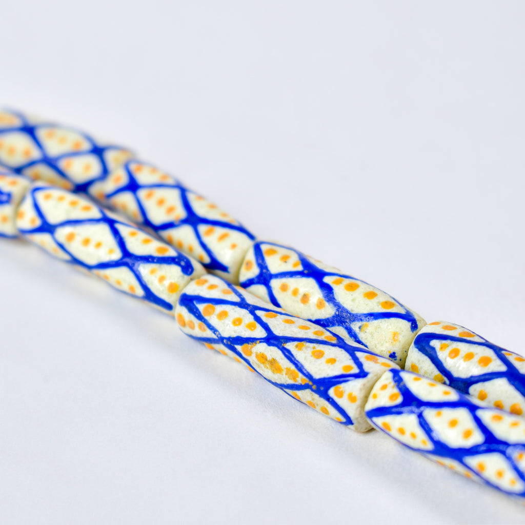 Krobo "Recycled" Powder Glass Patterned Trade Beads 30 Inch