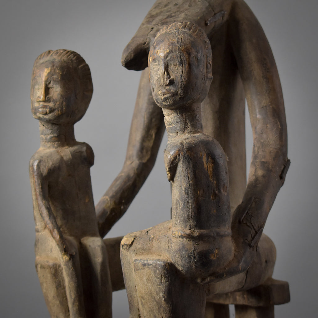 Baule Seated Female Figure With Children Côte d'Ivoire