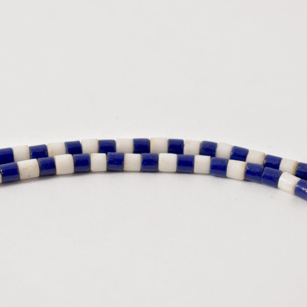 Navy and White Tile Trade Beads