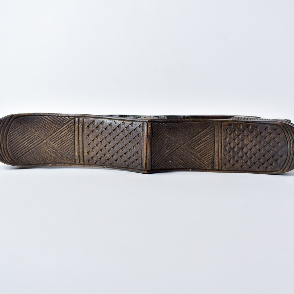 Luba Figural Double Headrest with Crocodiles Congo