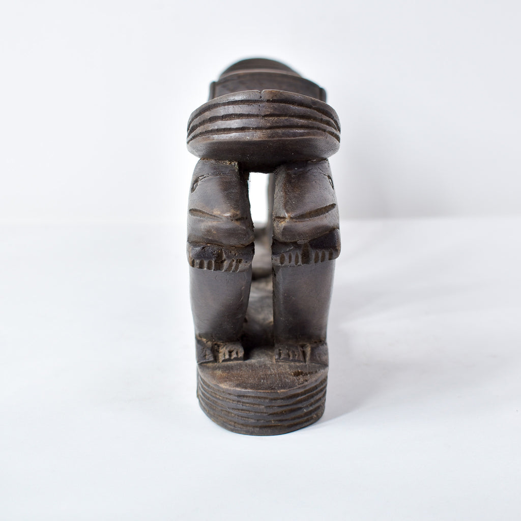 Luba Figural Double Headrest with Crocodiles Congo
