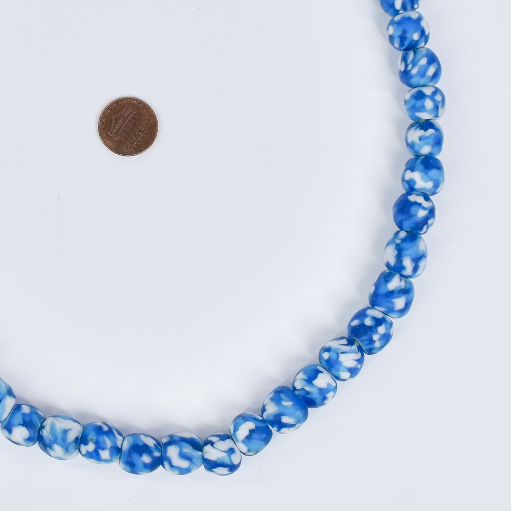 Krobo Recycled Powder Glass Blue and White Trade Beads