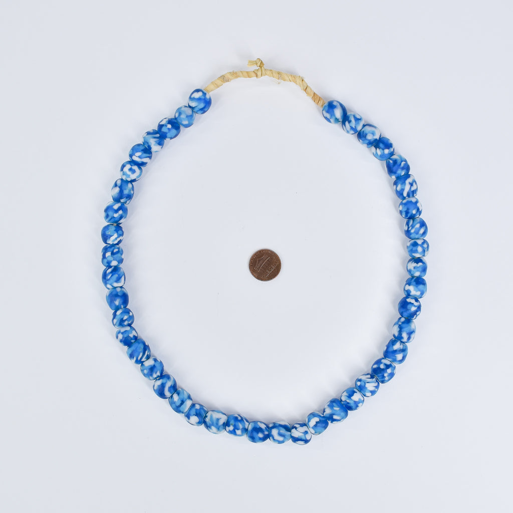 Krobo Recycled Powder Glass Blue and White Trade Beads