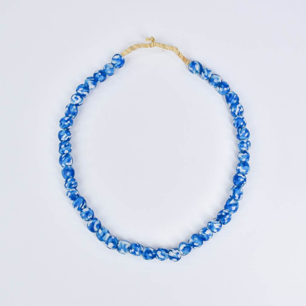Krobo Recycled Powder Glass Blue and White Trade Beads