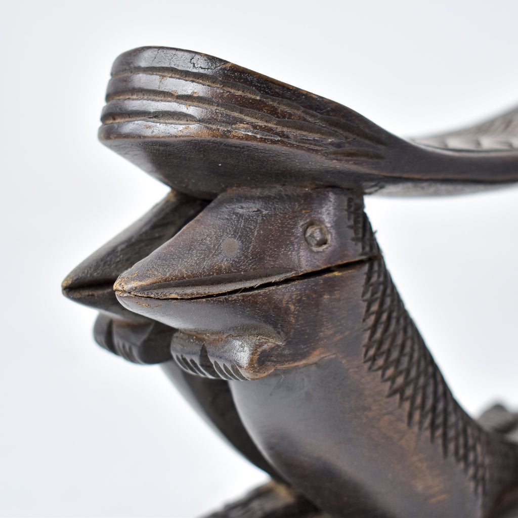 Luba Figural Double Headrest with Crocodiles Congo