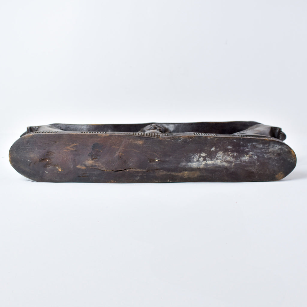 Luba Figural Double Headrest with Crocodiles Congo