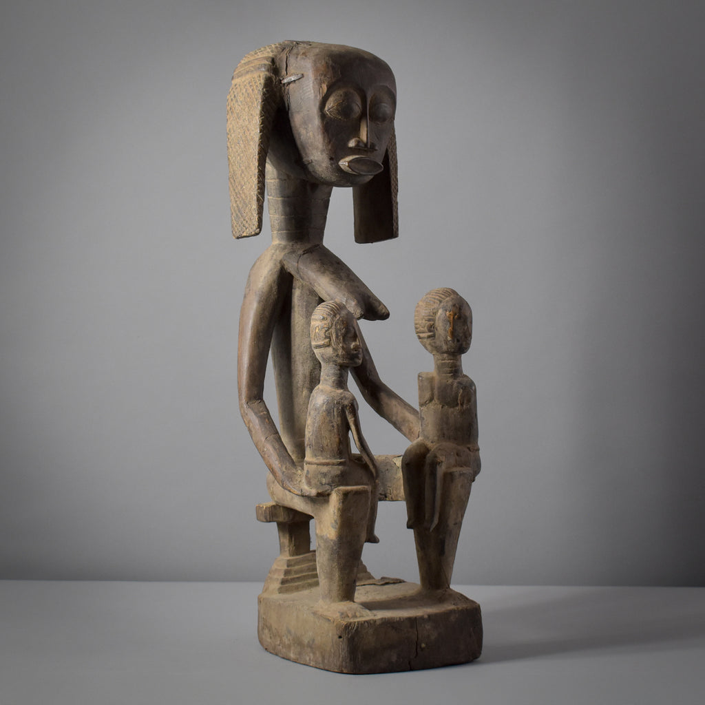 Baule Seated Female Figure With Children Côte d'Ivoire